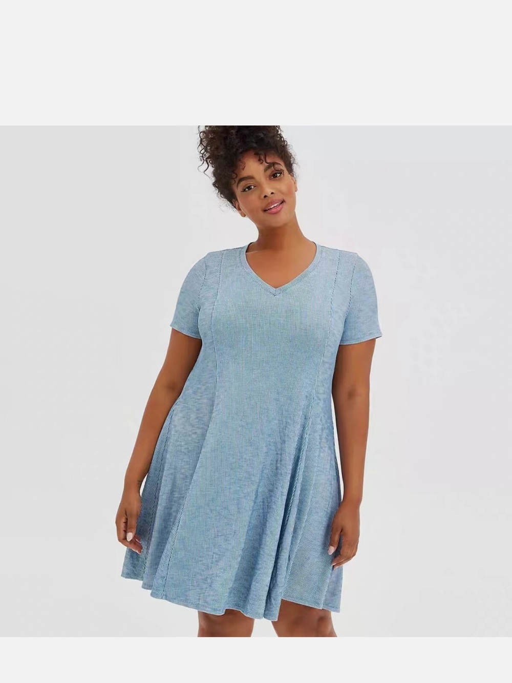 torrid Powder Blue V-Neck Swing Mini Dress